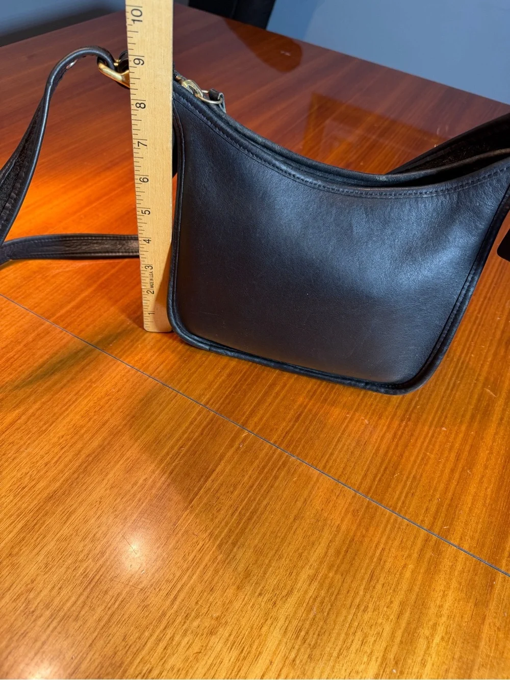 Vintage Coach Janice Legacy #9950 Black Leather Shoulder Bag with Brass Buckle
